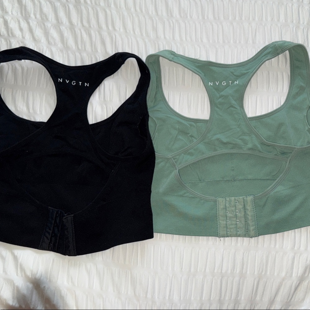 NVGTN Black and Green Activewear Tops